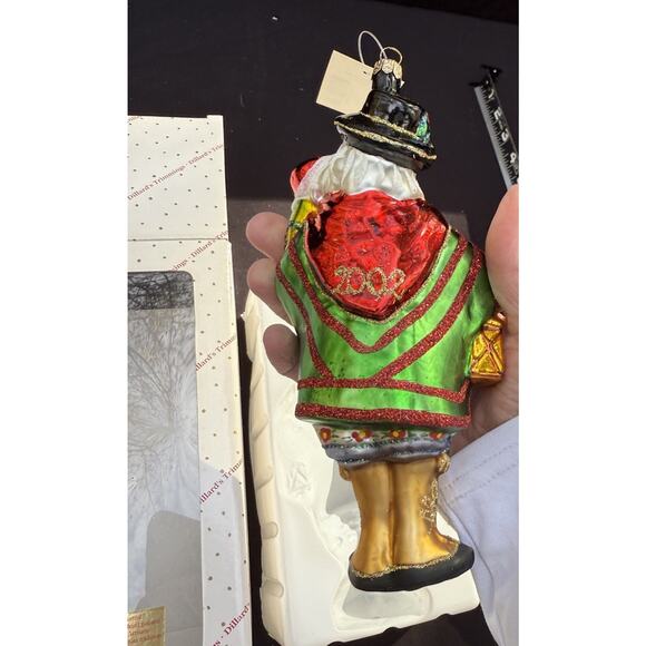 Large 7" Hand Blown Glass Santa Ornament Trimsetter By Dillards Made in Poland - Picture 7 of 11